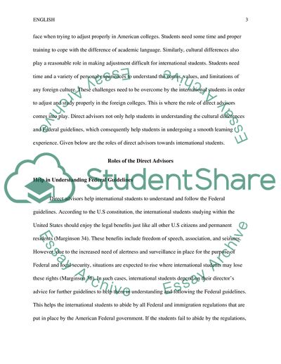 Direct Advisors Role towards International Students