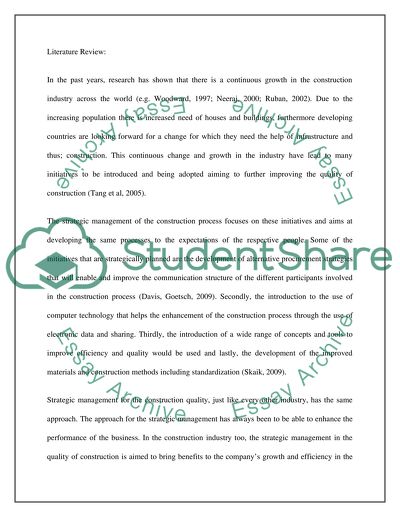 Strategic Management in the Quality of Construction