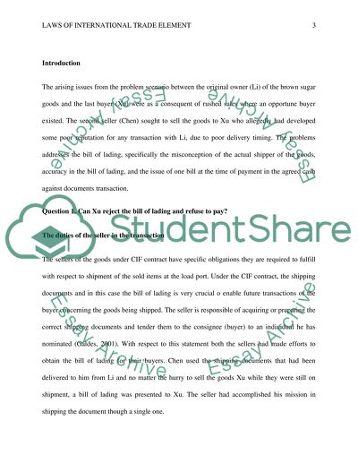 Law of International Trade Element