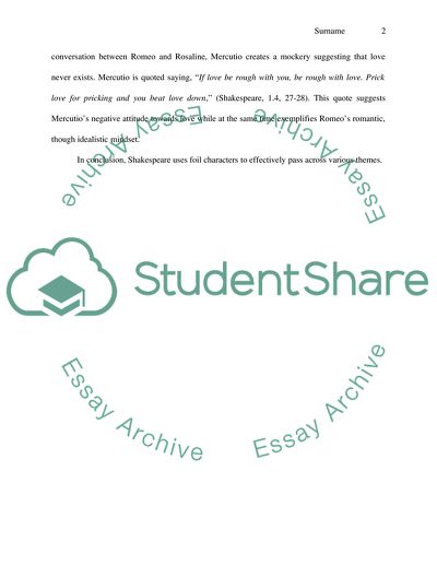 Foils used in Romeo and Juliet