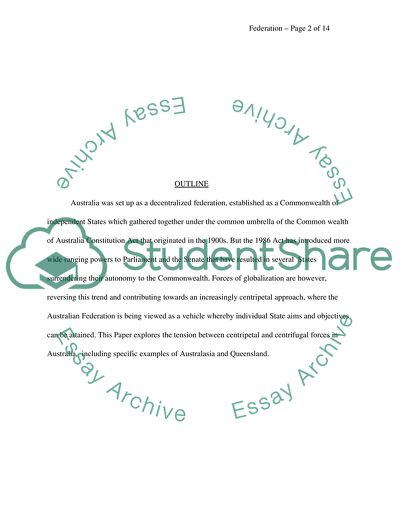 The Tension between Centripetal and Centrifugal Forces in Australia