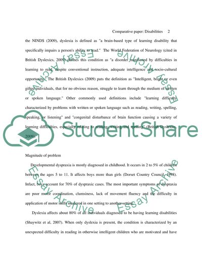 Comparing Different Theoretical Approaches for Two Disabilities