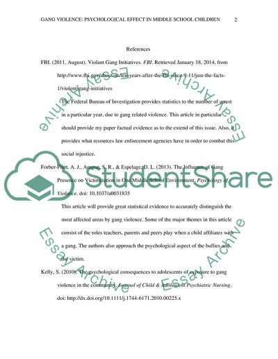 Gang Violance: Psychological effect in middle school children