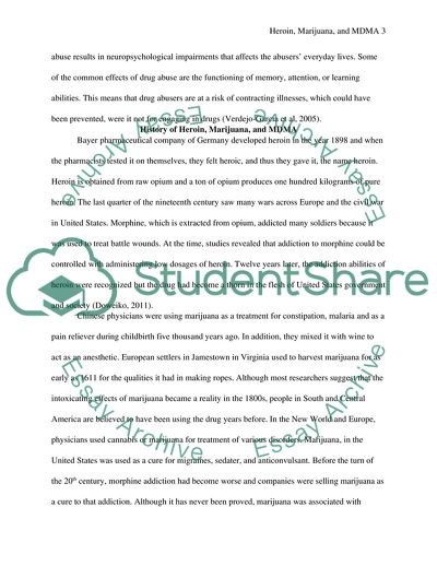 Differences between Heroin, Marijuana, and MDMA