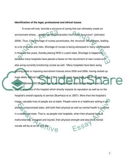 Poor Patient Care due to Nursing Shortage Leading to Professional, Ethical and Legal Issues
