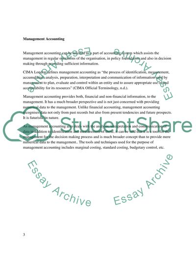 Management Accounting as a Part of Strategic Process