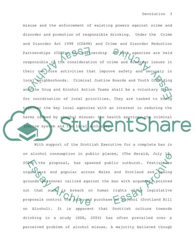 Alcohol Ban and Devolution