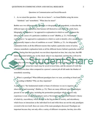 Questions in Communication and Social Research