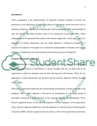 Talent Management at Google Company