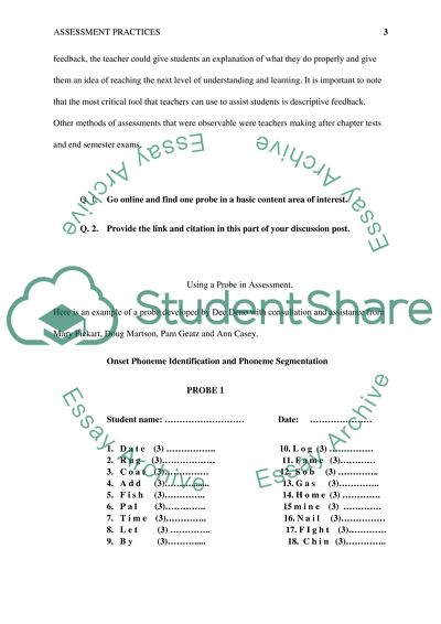 Assessment Practices in Classroom