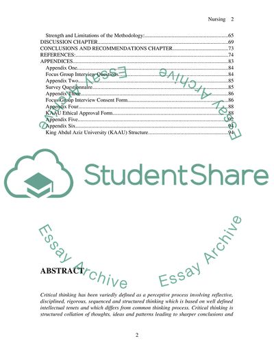 Obstacles in the Facilitation of Critical Thinking in Nursing students in Jeddah