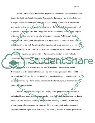 British Airways Organizational Culture and Leadership