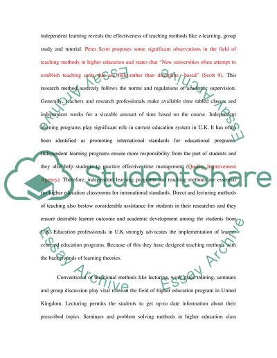 Methods of Teaching and Assessment in Higher Education in the U.K