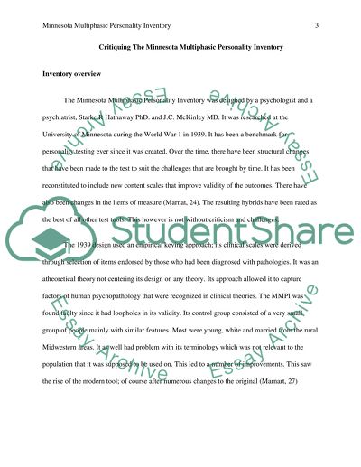 Critiquing The Minnesota Multiphasic Personality Inventory