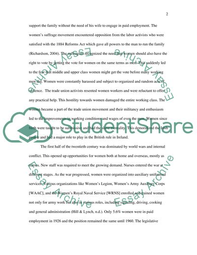 The Major Sources of the Changes in Patterns of Paid Employment for Women in Ireland in the 20th