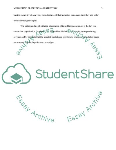 Marketing Planning and Strategy (Organizations or Individuals) 1