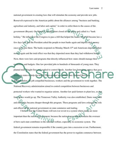 New Deal: State Government versus National Government