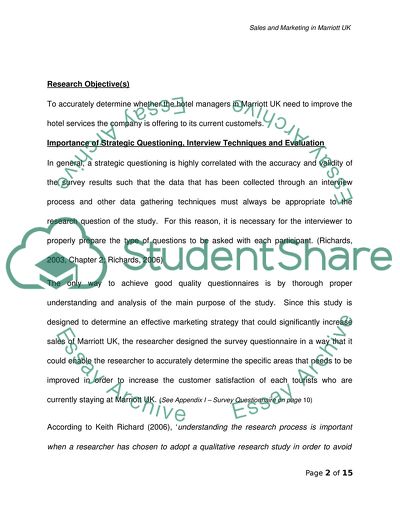 Sales and Marketing in Marriott UK