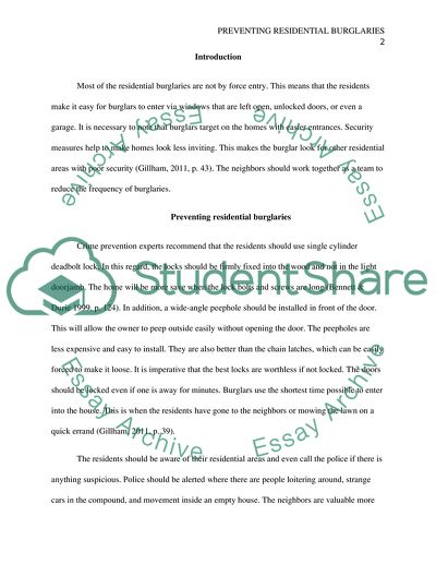 Preventing Residential Burglaries