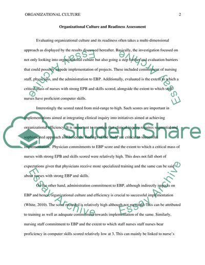 Organizational Culture and Readiness Assessment for Evidence-base Practice