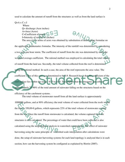 Analyse the impact of implementing rain water harvesting systems on the stormwater system