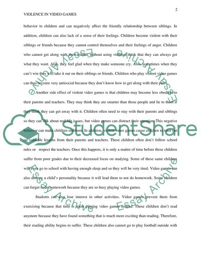 The Violence of Video Games on Children