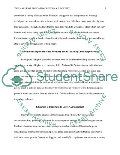 The Value of Education in Todays Society