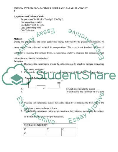 Capacitors in series and parallel ((lab- report ))