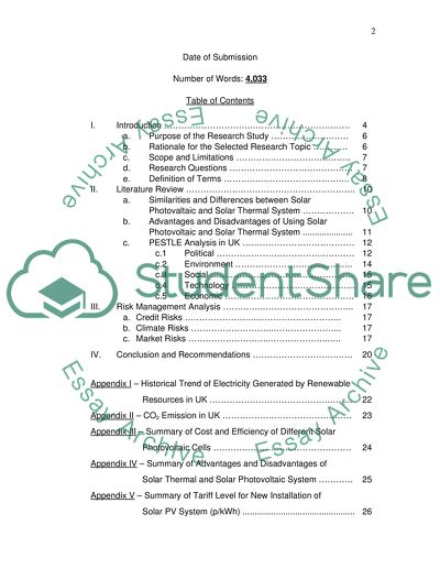 Market Risk Analysis on Solar Thermal vs. Solar Photovoltaic System in UK