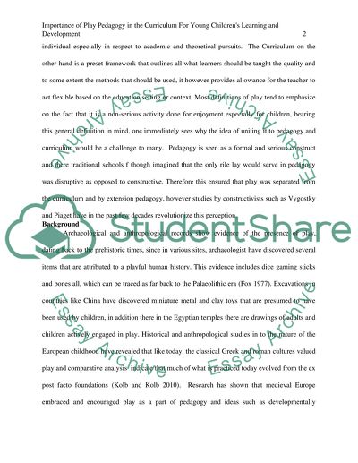 Importance of Play Pedagogy in the Curriculum for Young Childrens Learning and Development