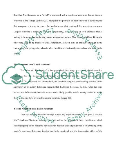 Literary Criticism - The Lottery by Shirley Jackson