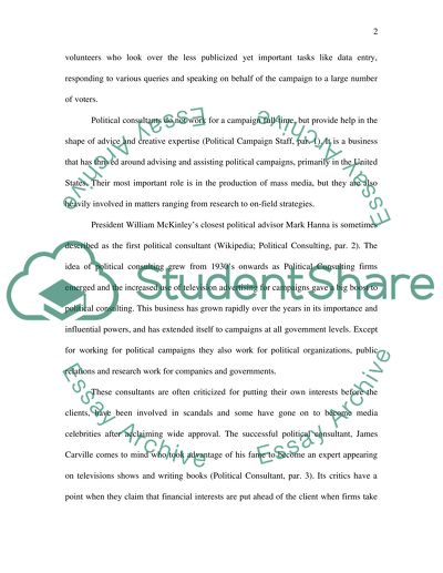 Campaign Staffers and Political Consultants