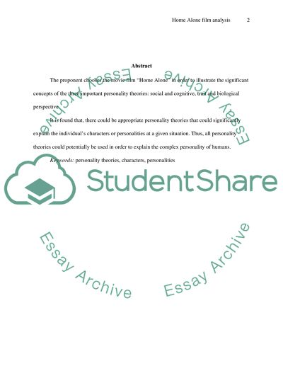 Personality theories: social and cognitive, trait and biological perspective through Home Alone Film