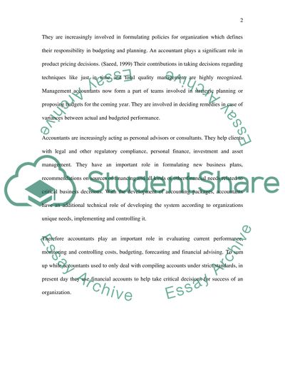 Accountants in Todays Organizations