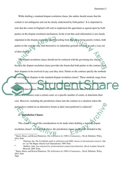 Standard Dispute Resolution Clause