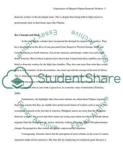 Experiences of Migrant Filipina Domestic Workers