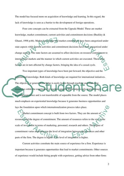 The Uppsala Model, the Eclectic Theory of International Production and Michael Porter Diamond Model