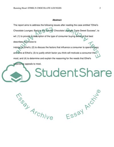 Analysis of Ethels Chocolate Lounges Case