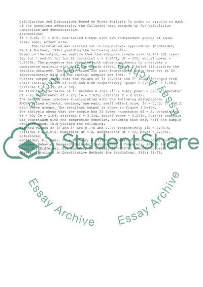 Calculations and Discussions Based on Power Analysis
