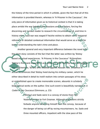 Comparison of Leo Tolstoys War and Peace and A Prisoner in the Caucasus