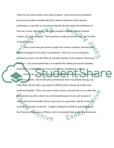 Review of San Francisco Conservatory of Music Percussion Concert