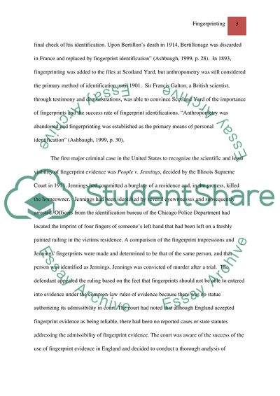 Analysis of Fingerprint Identification