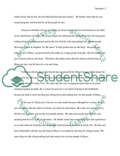 What Does the Writer Alfred, Lord Tennyson Think of Ulysses