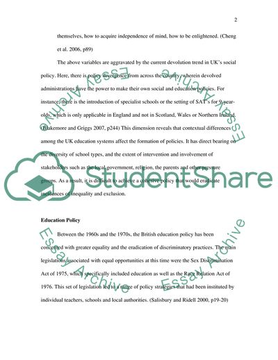 The Incidence of Exclusion in the United Kingdoms Education System