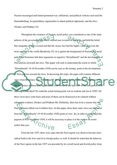 Kristallnacht as the Turning-Point in the Development of Nazi Policies towards the Jews