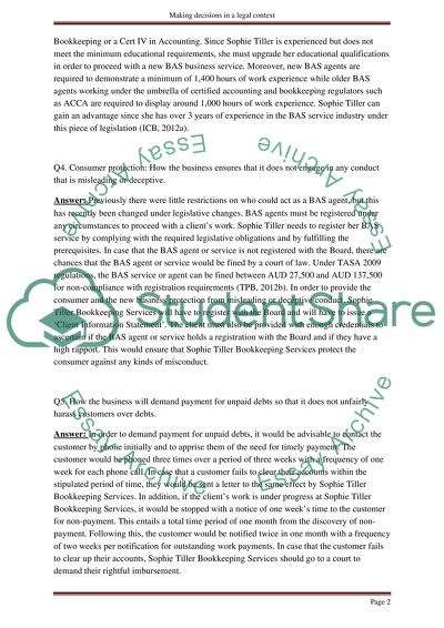 Making Decisions in a Legal Context