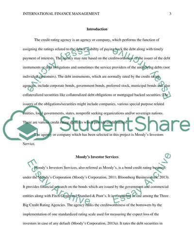 Credit Rating Agency: Moodys Investors Services