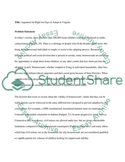 Argument for Right for Gays to Adopt in Virginia