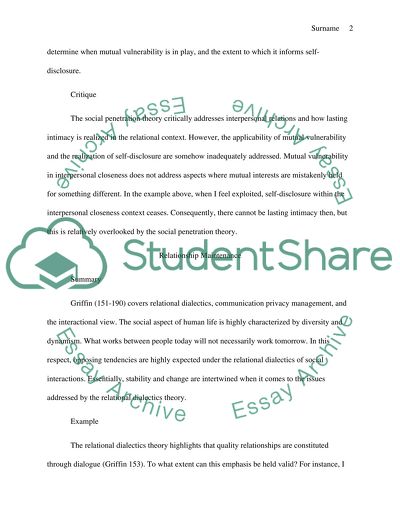 Relationship Development and Relationship Maintenance