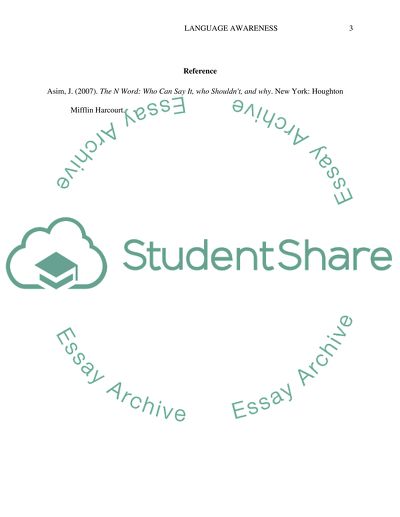 Language Awareness: The N-word in African American History